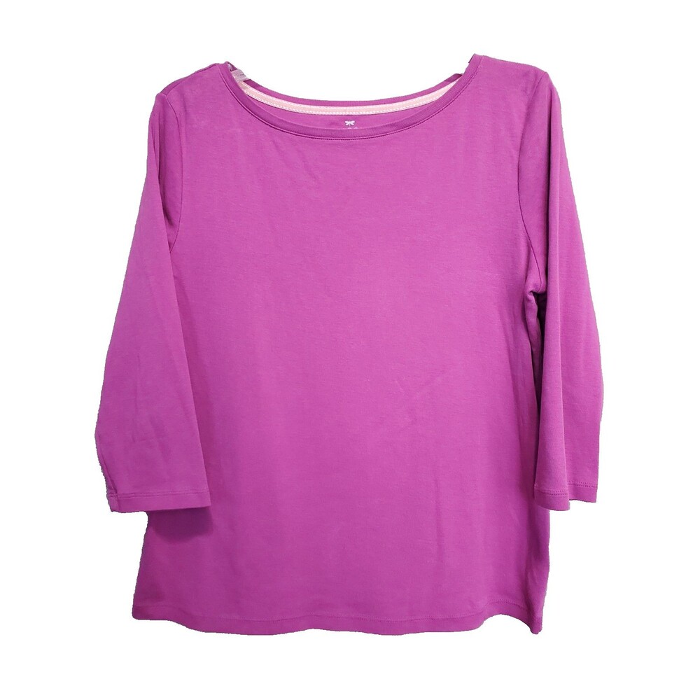 Talbots 100% Pima Cotton Pink Boat Neck 3/4 Sleeve T-Shirt Size Large